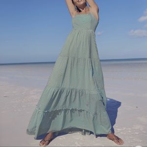 NWT Long Tall Sally Green Striped Maxi Dress Sz 16